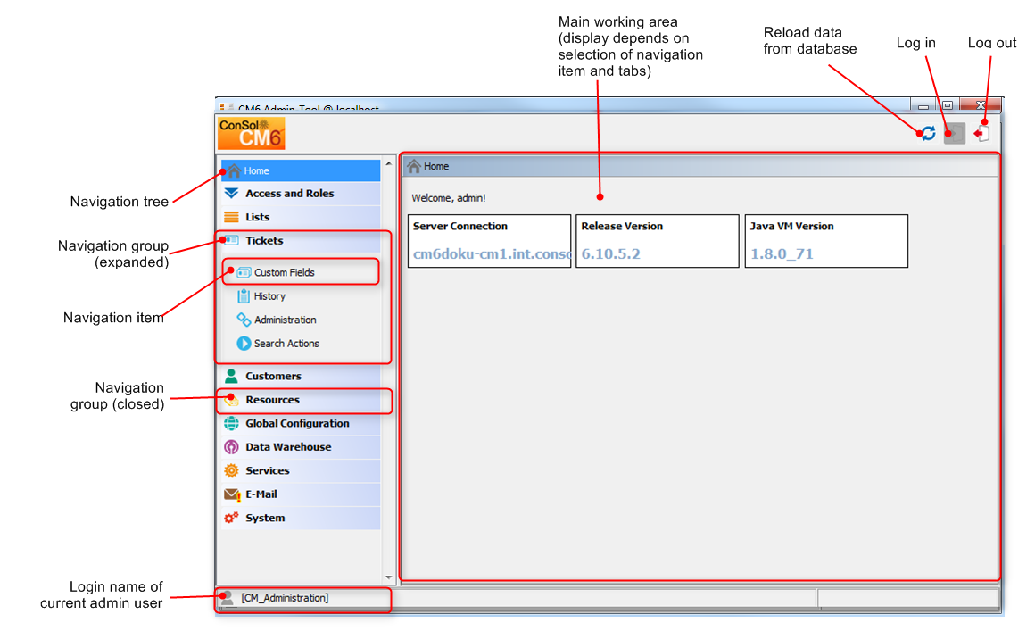 The Admin Tool Graphical User Interface Gui